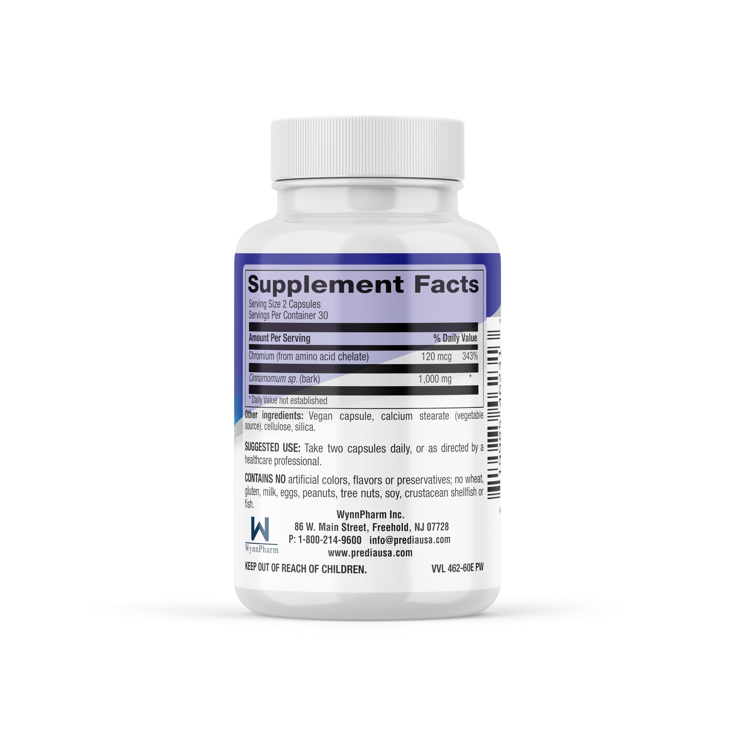PREDIA Ultimate Blood Sugar bottle label highlights vegan, non-GMO formula.