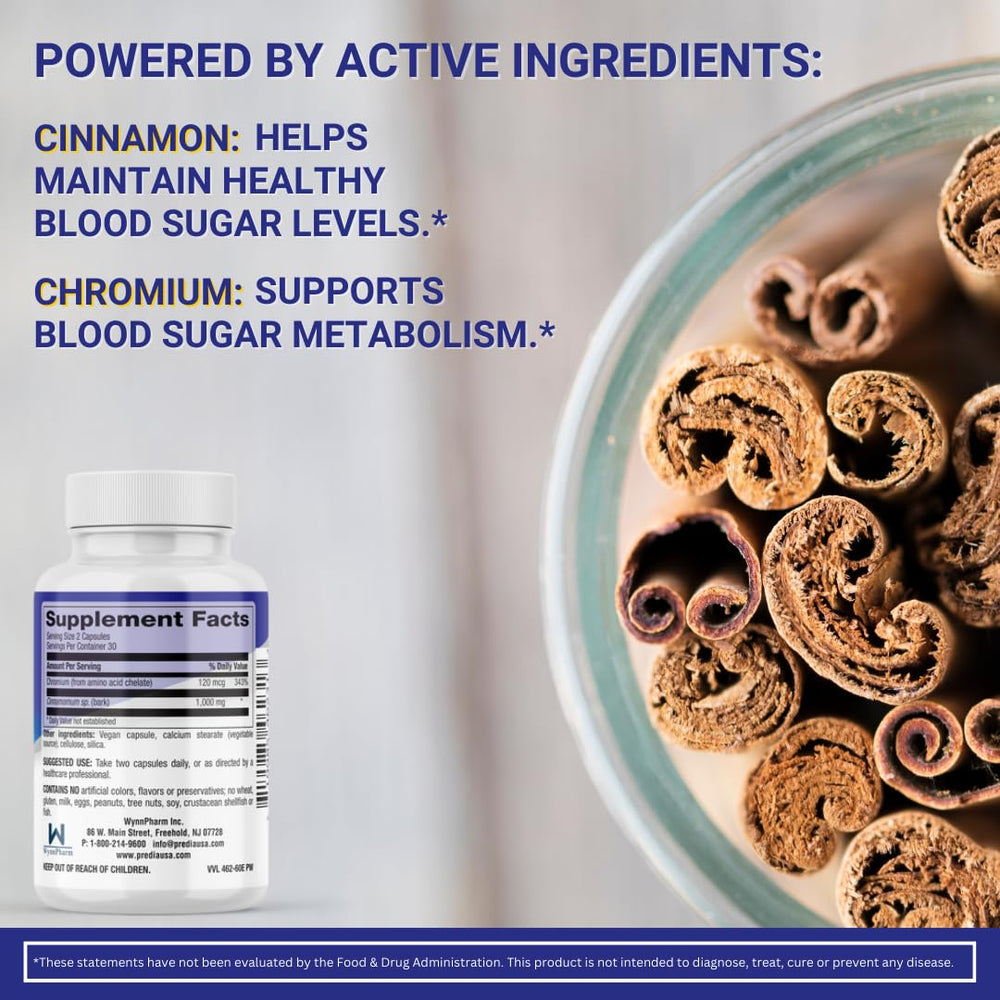 PREDIA Ultimate Blood Sugar ingredient panel explains glucose support details.