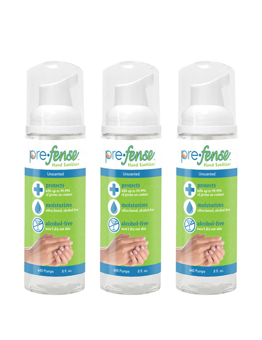 Prefense 8 oz foam hand sanitizer bottle front view for quick protection on the go