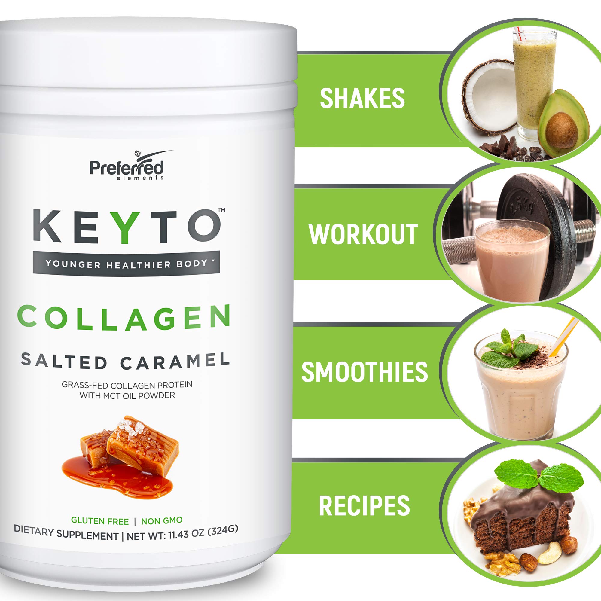 Finished shake with salted caramel flavor showcases a tasty keto friendly option