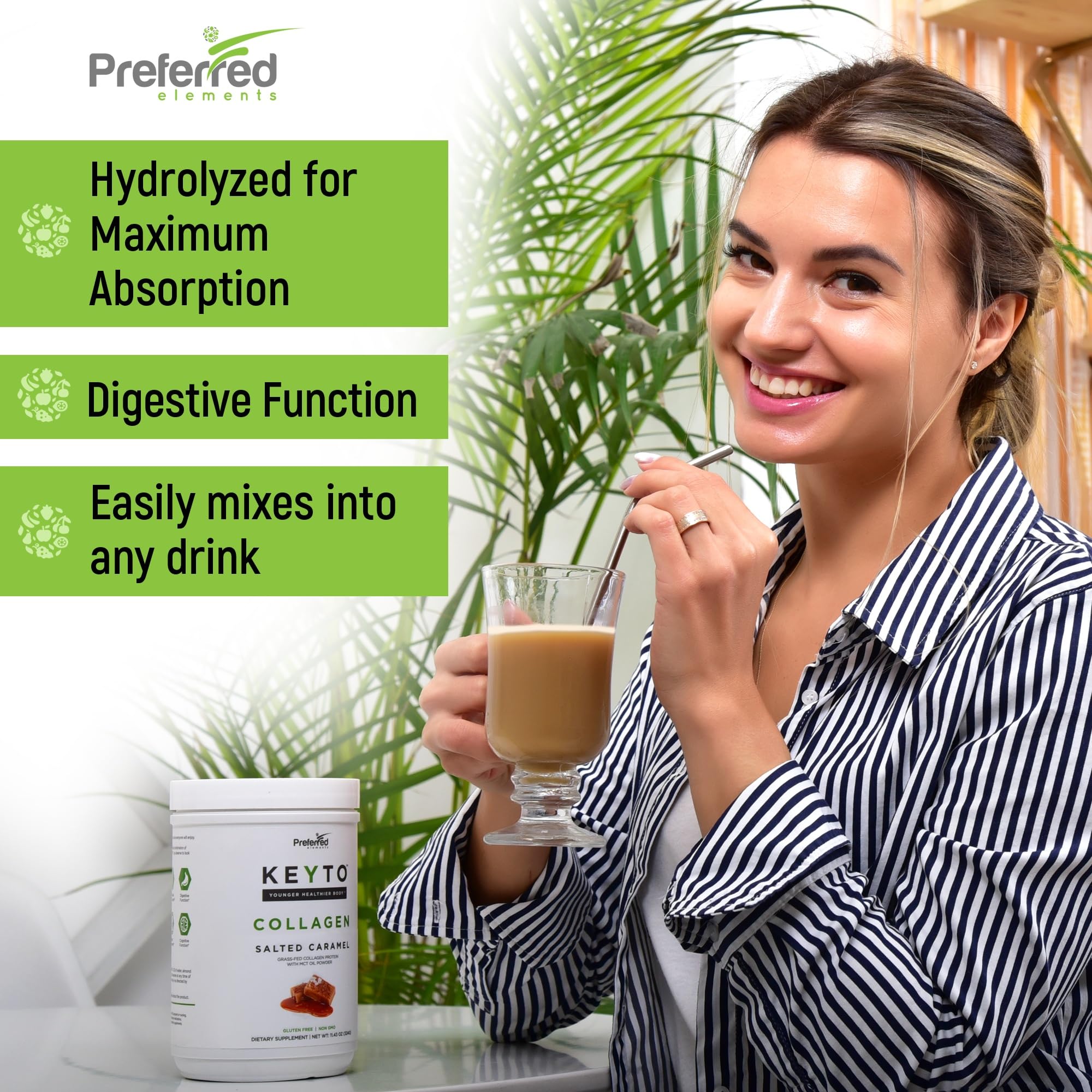 Brand label highlights grass-fed collagen and MCT oil for clean daily protein