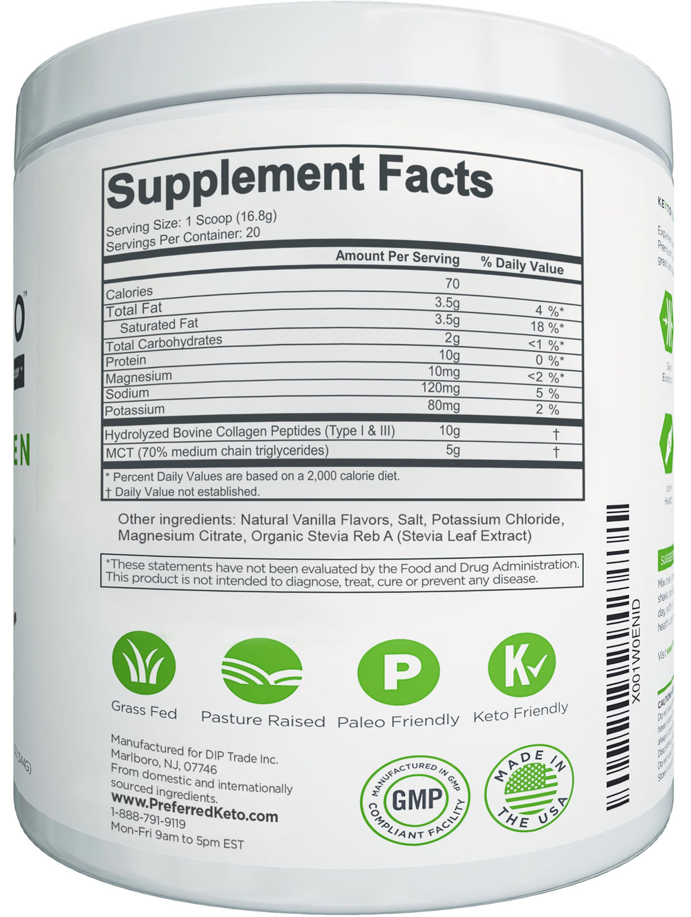 Preferred Elements Keto Collagen shake poured into a glass with a creamy finish.