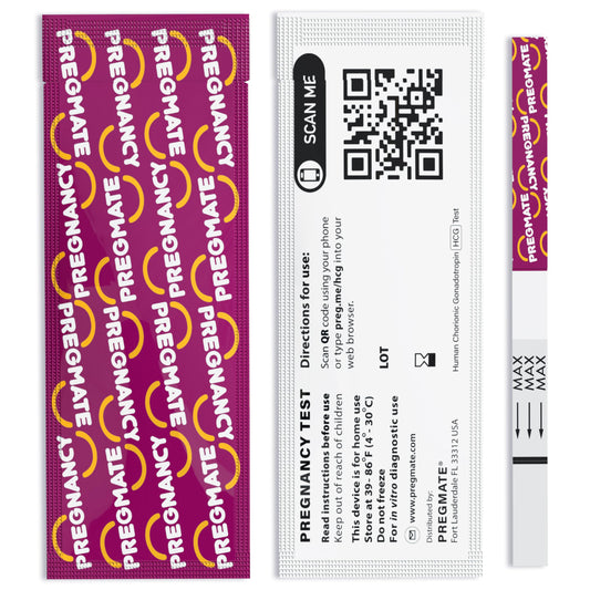 Pregmate easy-use pregnancy test strip with simple, two-step readout