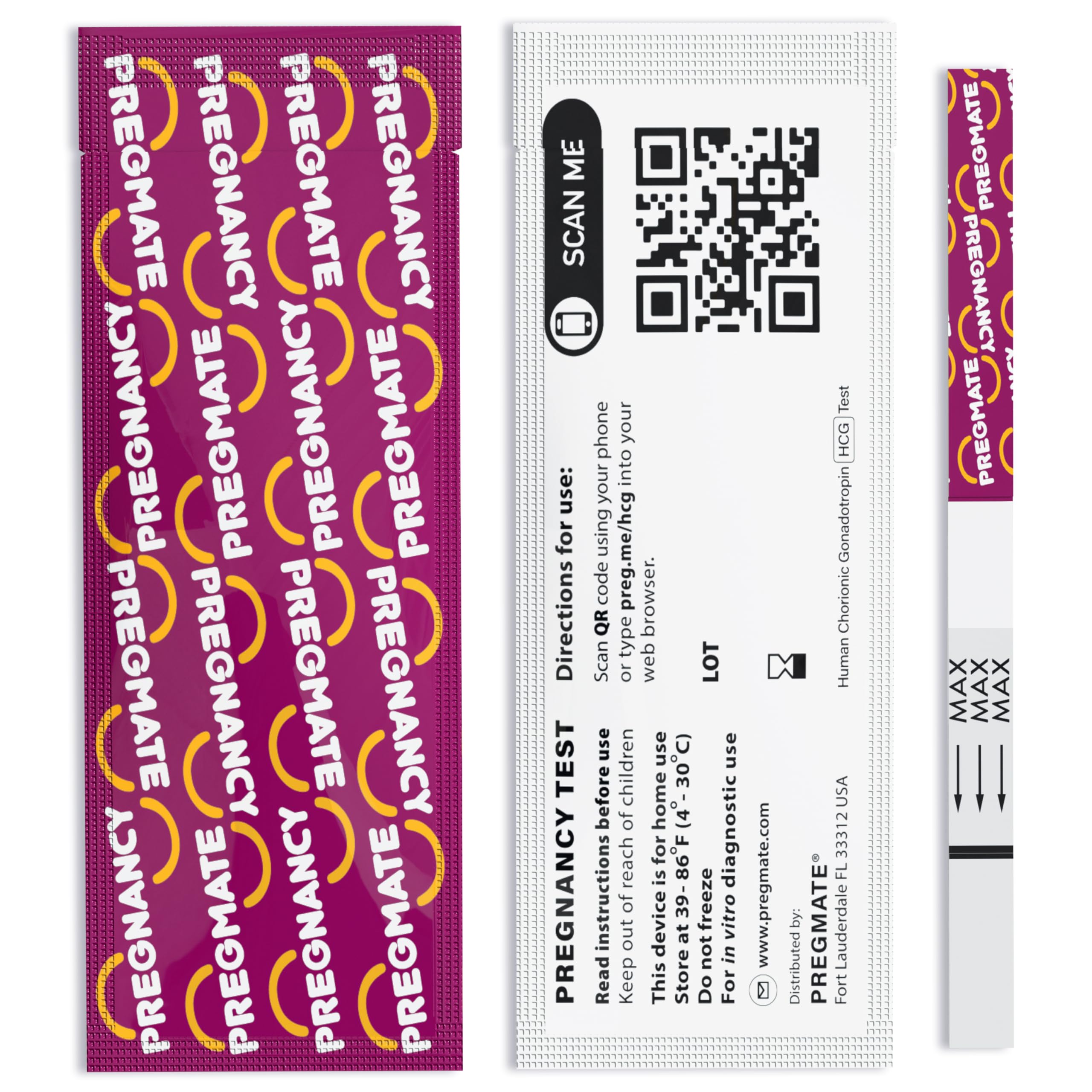 Pregmate hand holding test strip demonstrates convenient at-home fertility tracking.