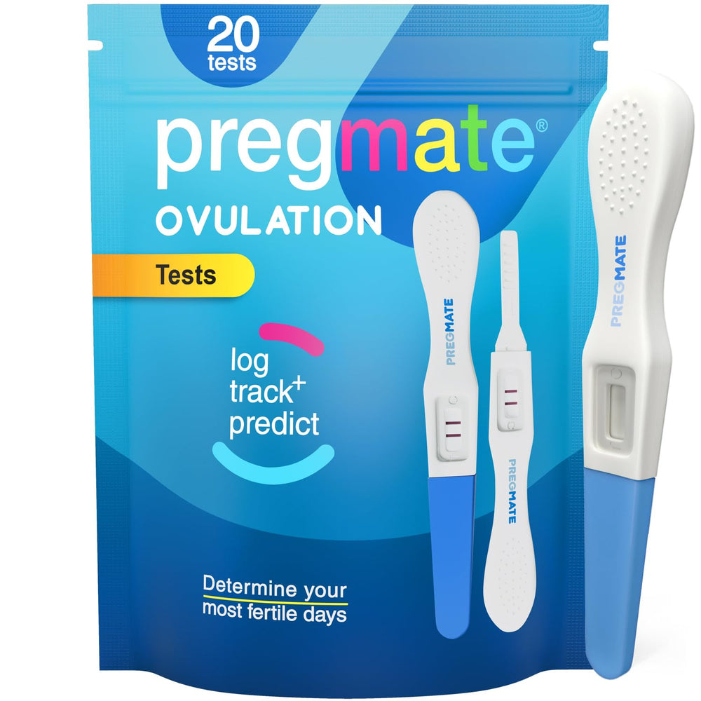 Pregmate ovulation midstream tests box laid out for reliable fertility tracking.
