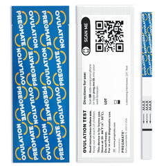 Pregmate pregnancy test strip close-up emphasizes easy readability and quick results.