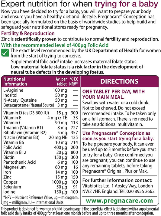 Pregnacare Before Conception Omega-3 capsules bottle for healthy pregnancy support
