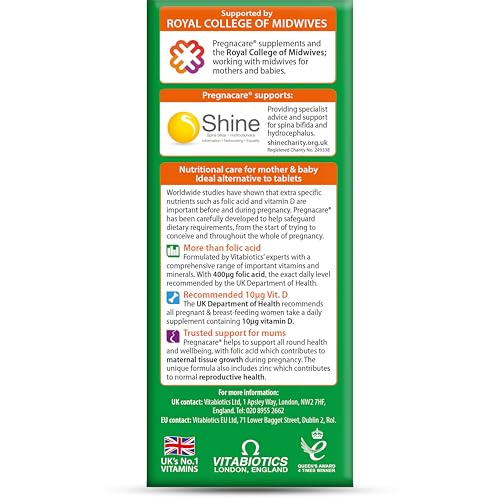 Pregnacare Liquid bottle cap and dosing area for simple use.