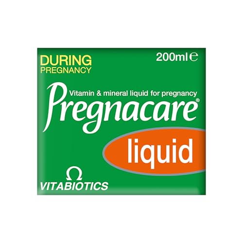 Pregnacare Liquid ingredients panel highlighting folic acid and vitamin D.