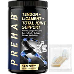 PREHAB bottle showing the 40-ingredient joint formula for active joints