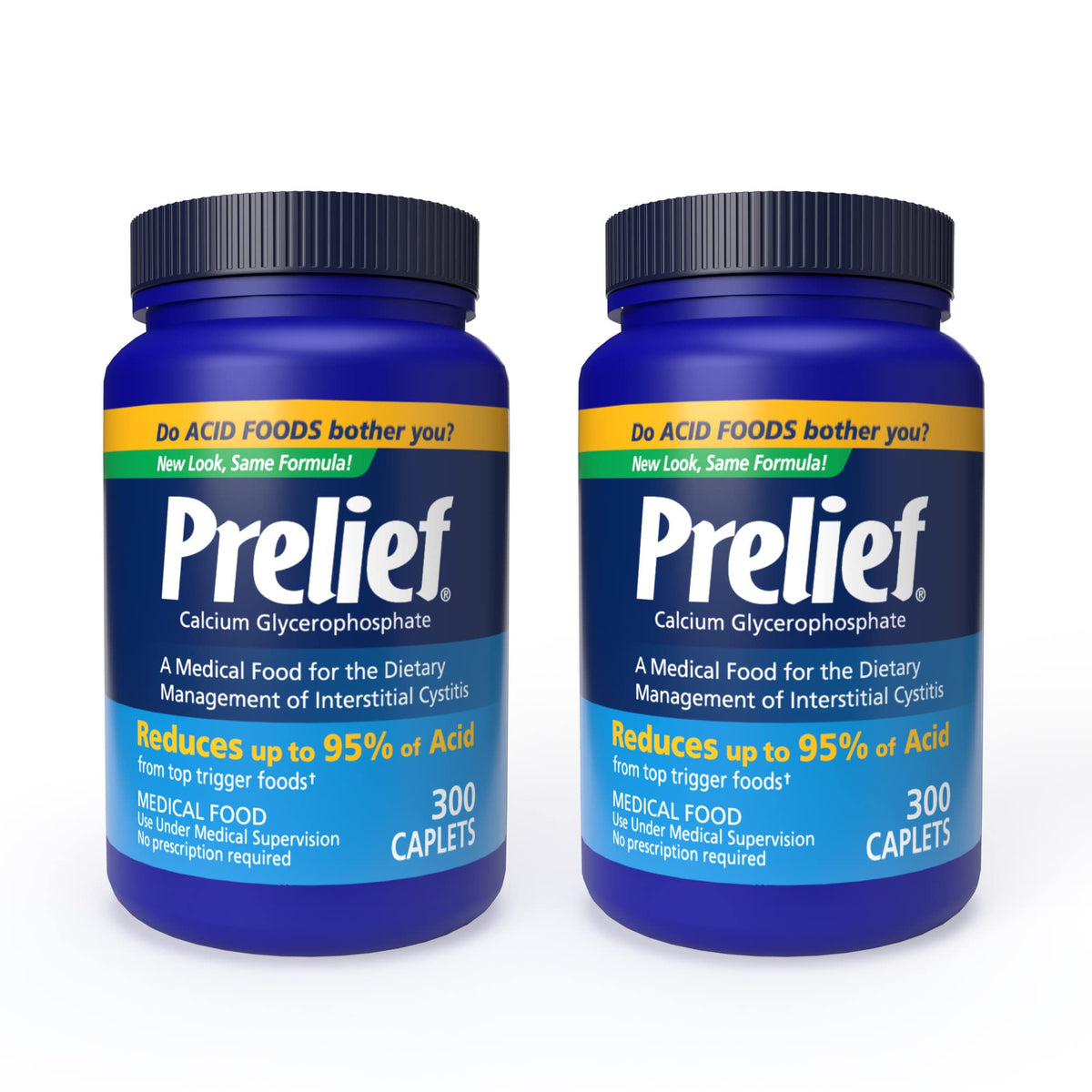 PRELIEF acid reducer caplets bottle front view for easy daily use.