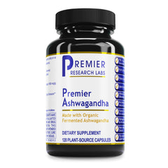Premier Ashwagandha bottle front for stress support and calm.