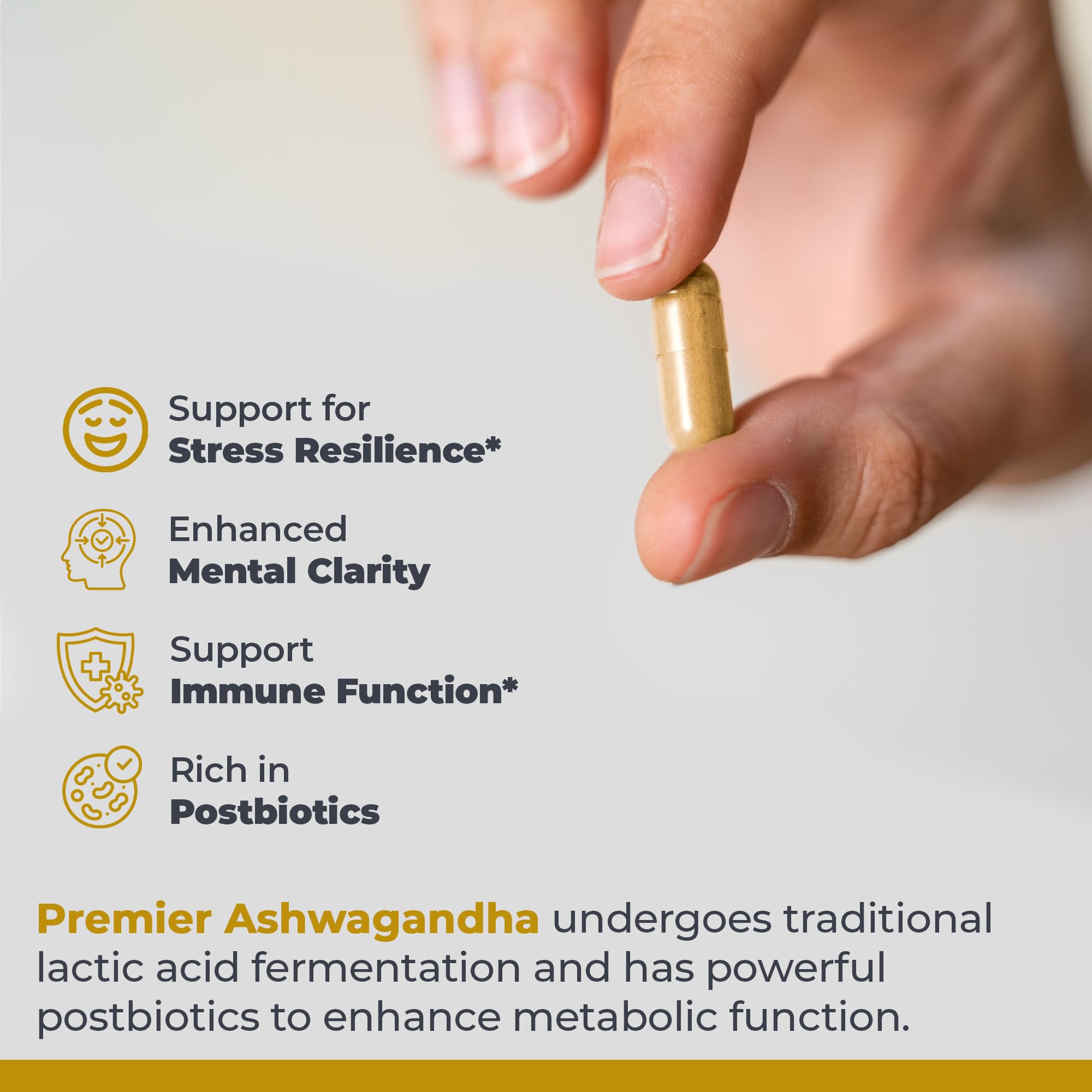 Premier Ashwagandha label detail emphasizing organic root.