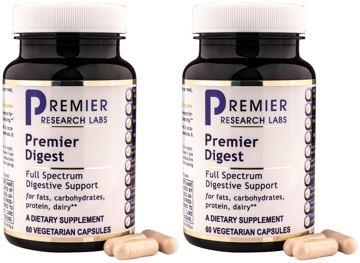 Premier Digest bottle front showing vegetarian enzyme blend for meals.