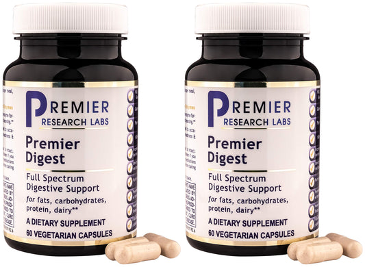 Premier Digest bottle front showing vegetarian enzyme blend for meals.