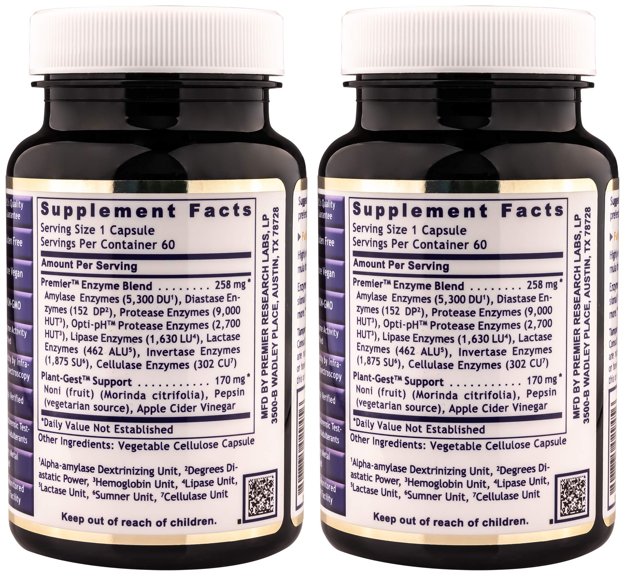 Capsules show a smooth enzyme blend for easier digestion after meals.