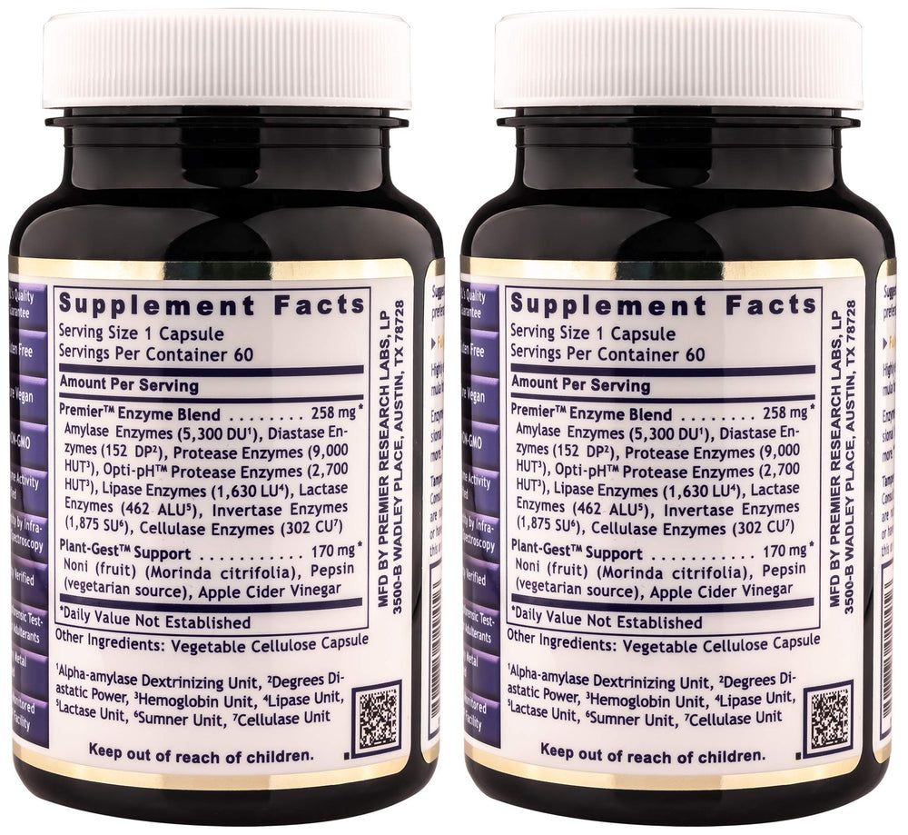 Capsules show a smooth enzyme blend for easier digestion after meals.