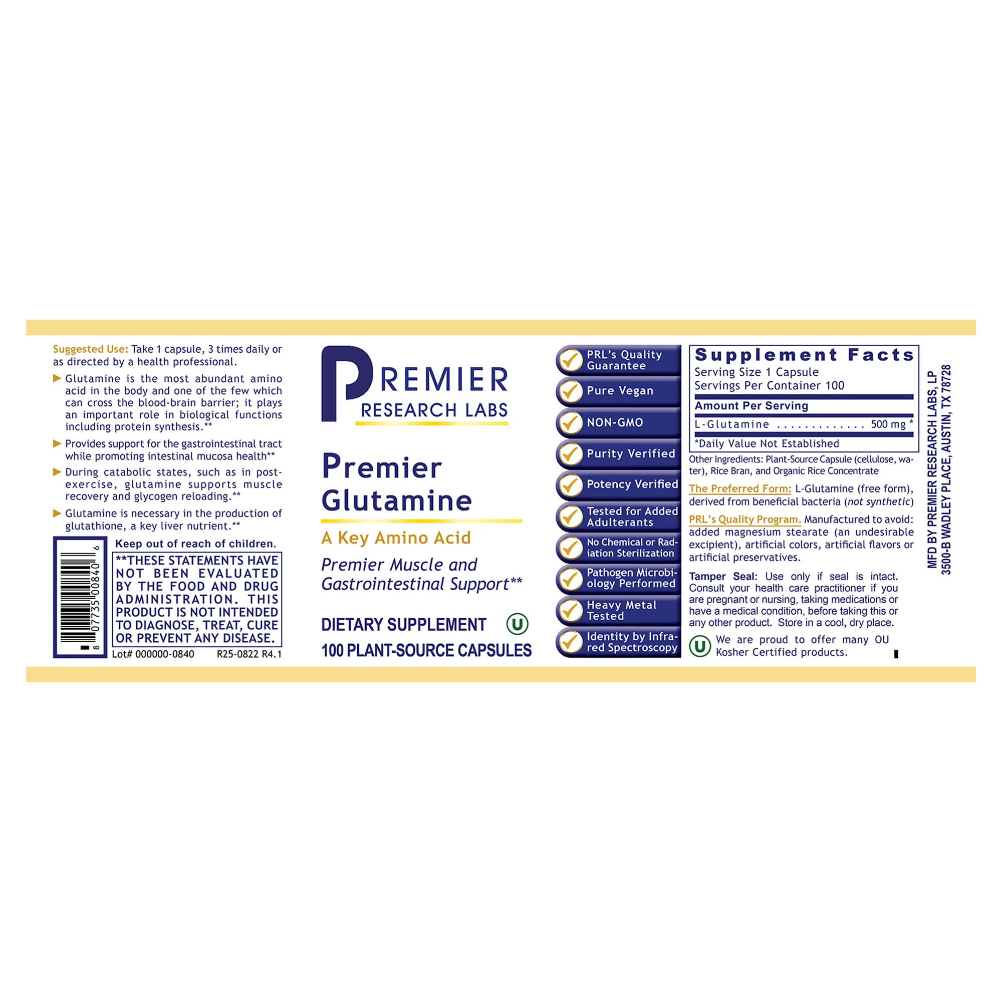 Premier Glutamine pour shot demonstrates easy daily intake.
