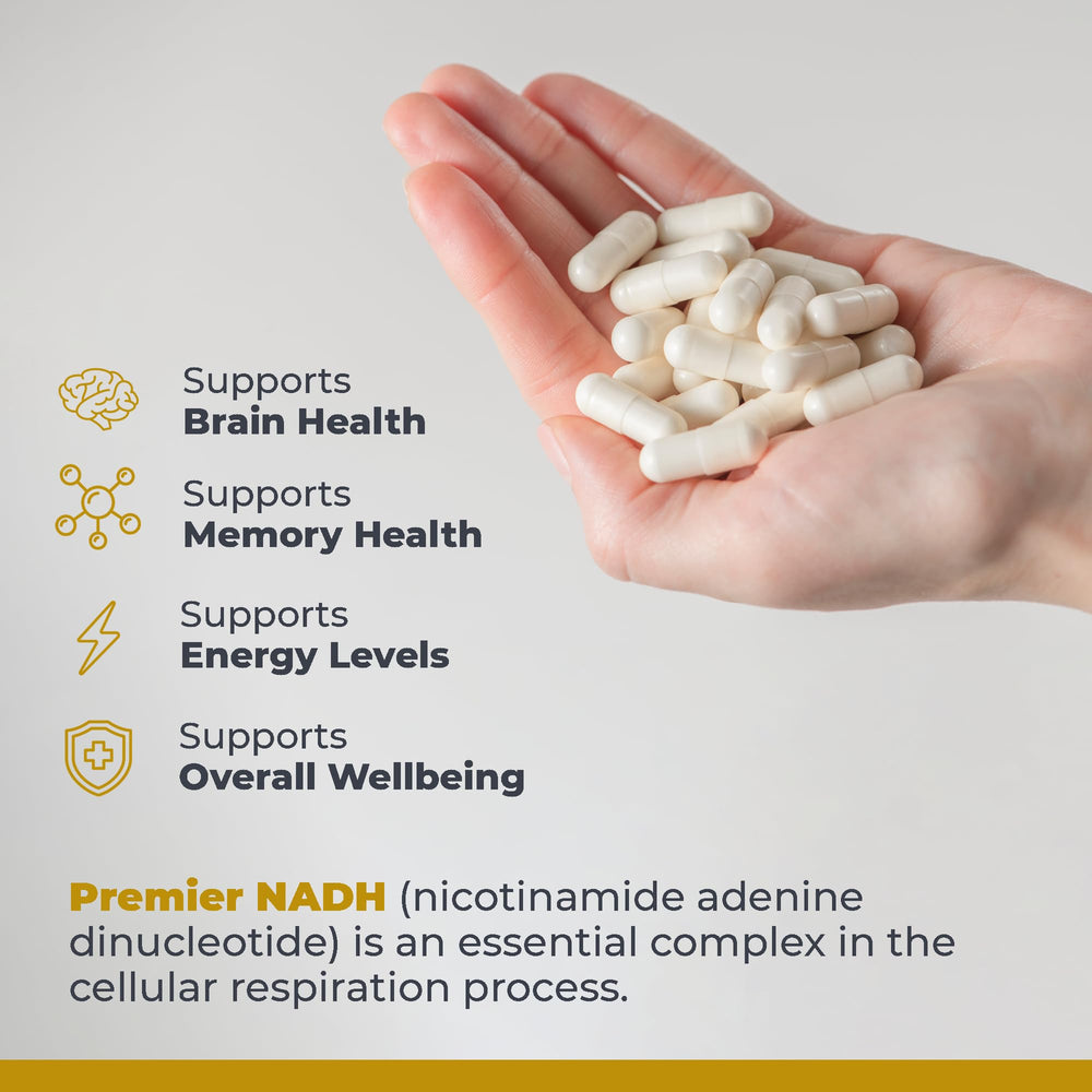 Premier Research Labs NADH label details highlight sourcing and quality