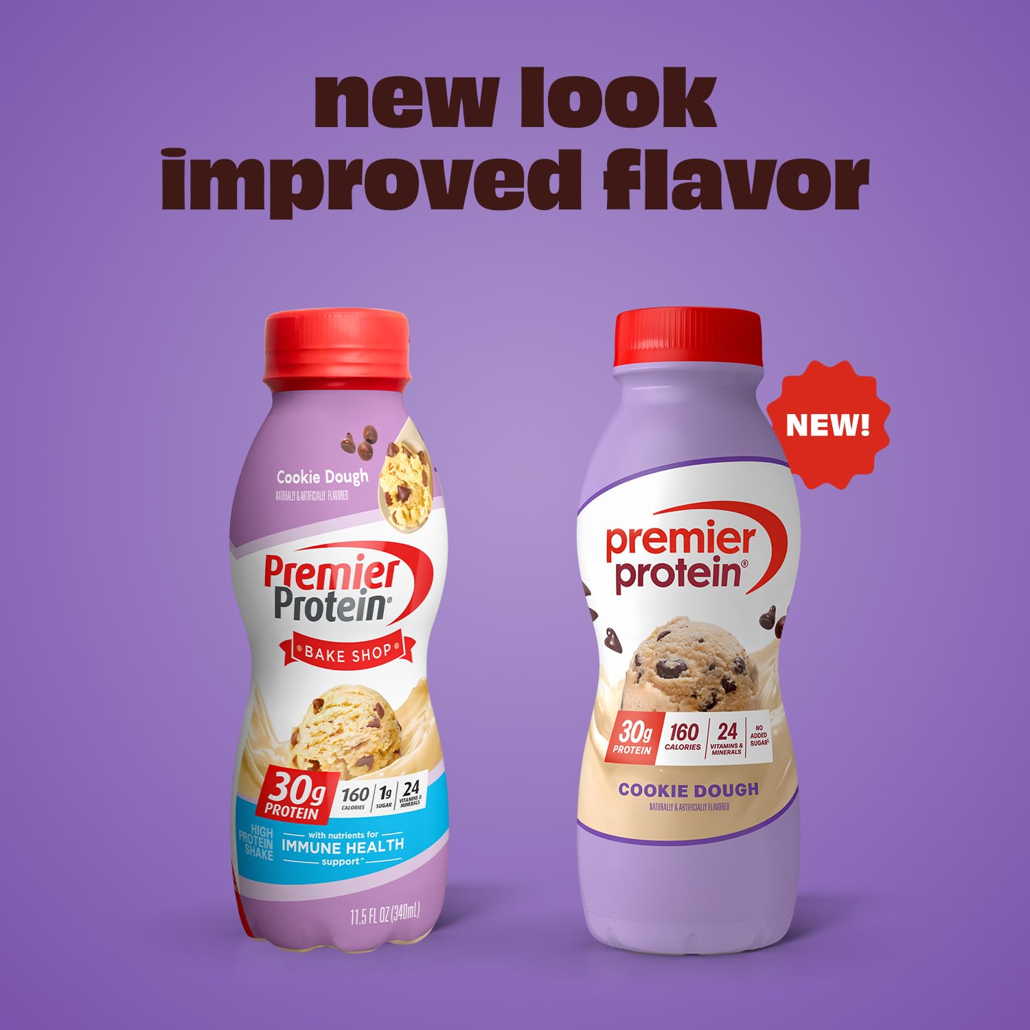 Premier Protein Cookie Dough shake poured into glass for a quick on-the-go drink