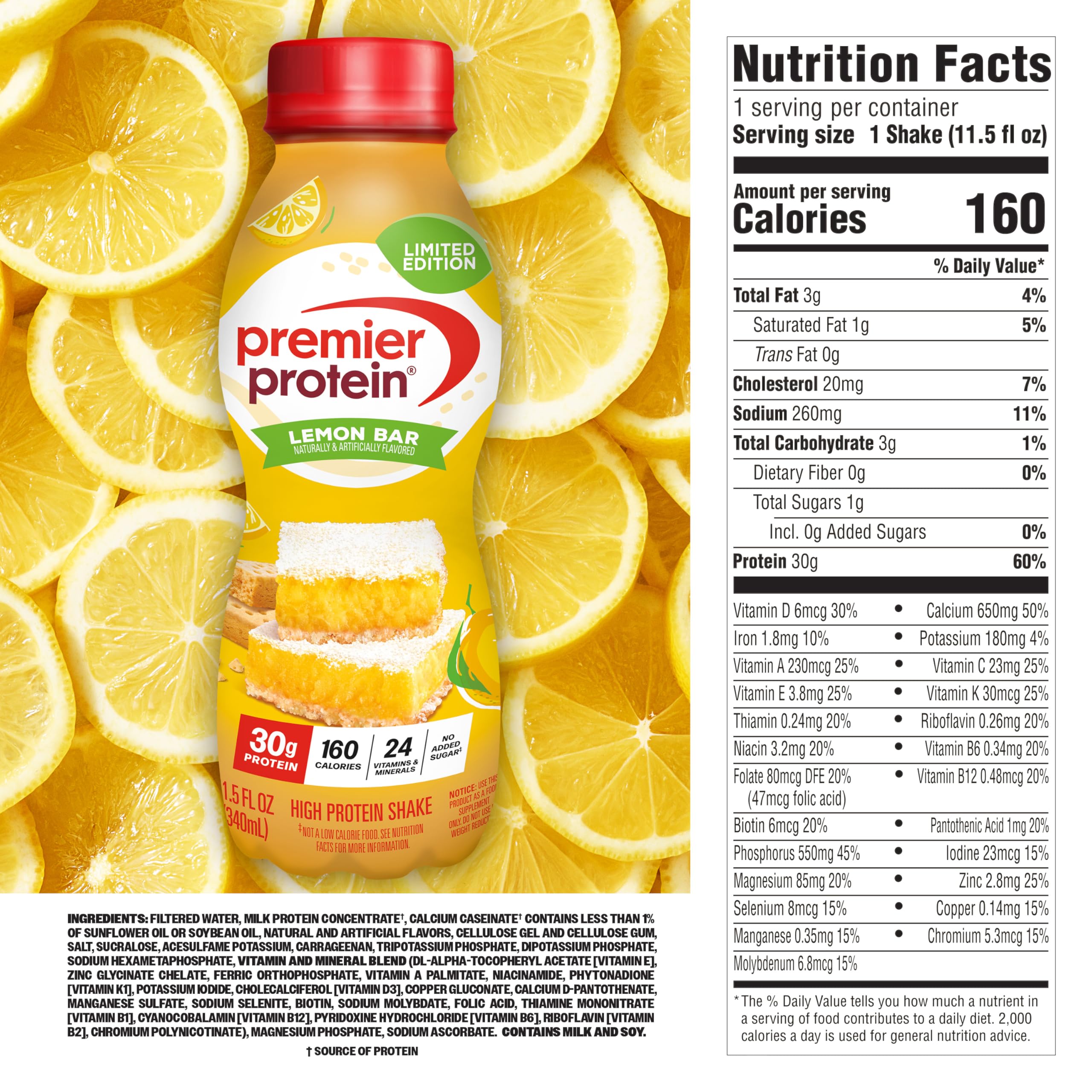 Premier Protein Lemon Bar 12-pack ready for multiple days of nutrition