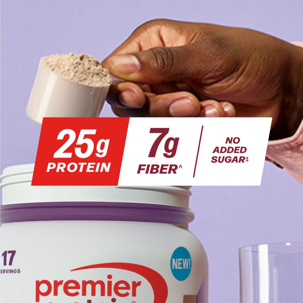 Premier Protein Plus Fiber chocolate mixed shake demonstrates protein and fiber boost
