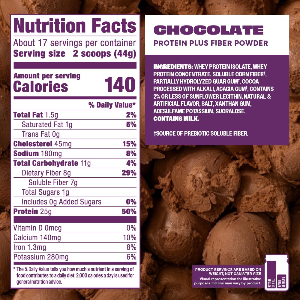 Premier Protein Plus Fiber vanilla bottle pour suggests easy daily protein and fiber