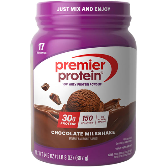 Premier Protein Powder canister front with 30g protein per serving