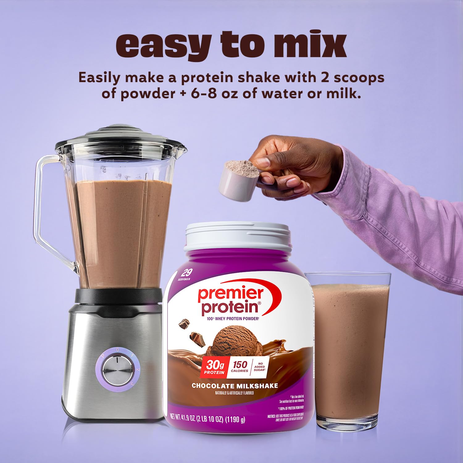 Chilled Premier Protein Chocolate Milkshake served in a glass