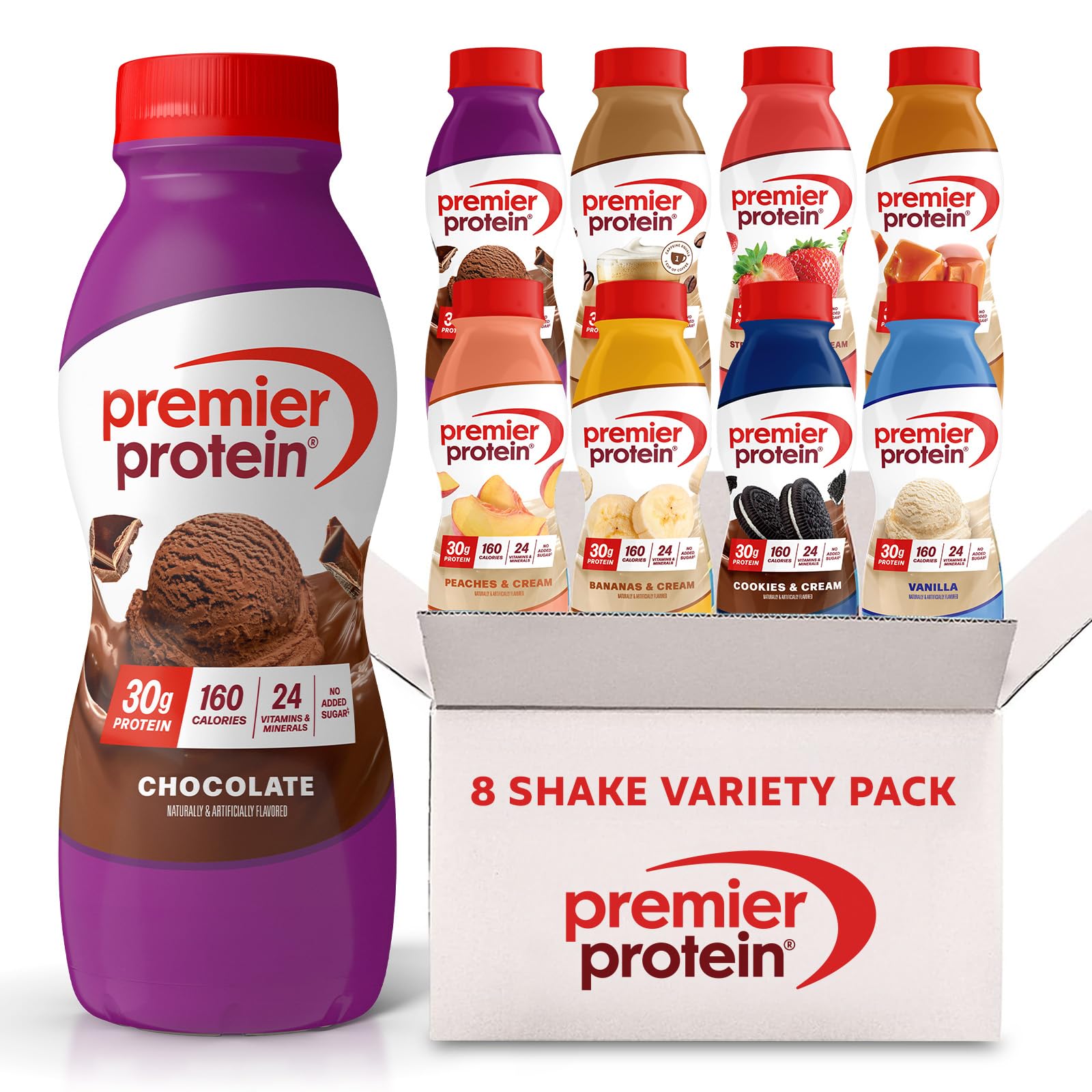 Premier Protein Shake 8 flavor variety pack bottle set for on-the-go protein options
