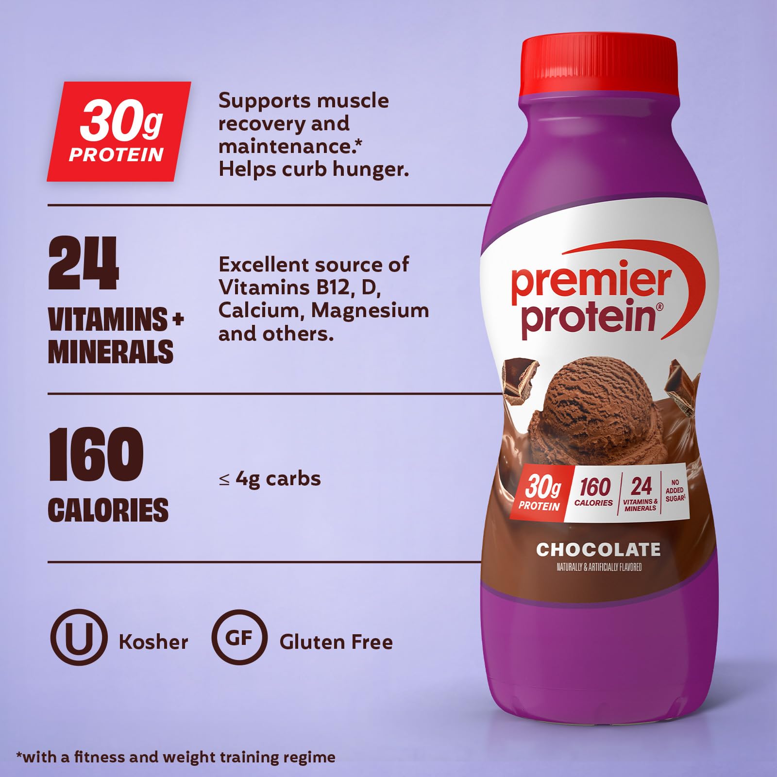 Premier Protein Shake caramel flavor bottle with silky sweetness