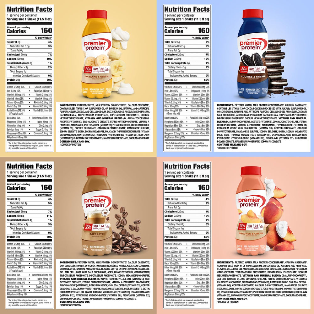 Premier Protein Shake strawberries and cream bottle emphasizing fruity creaminess