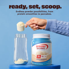 Premier Protein Vanilla Milkshake blended into a creamy smoothie for a protein boost.