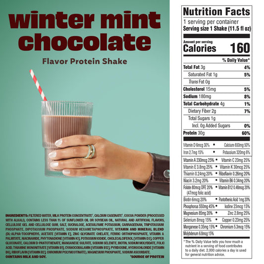 Premier Protein Winter Mint Chocolate 12-pack box for convenient on-the-go nutrition