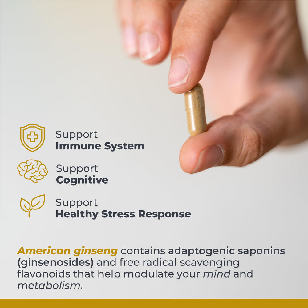 American Ginseng capsules pour scene shows easy daily use and quick capsule intake.