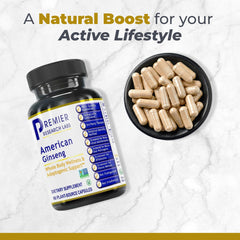 American Ginseng capsules on the shelf suggest convenient daily intake for steady energy.