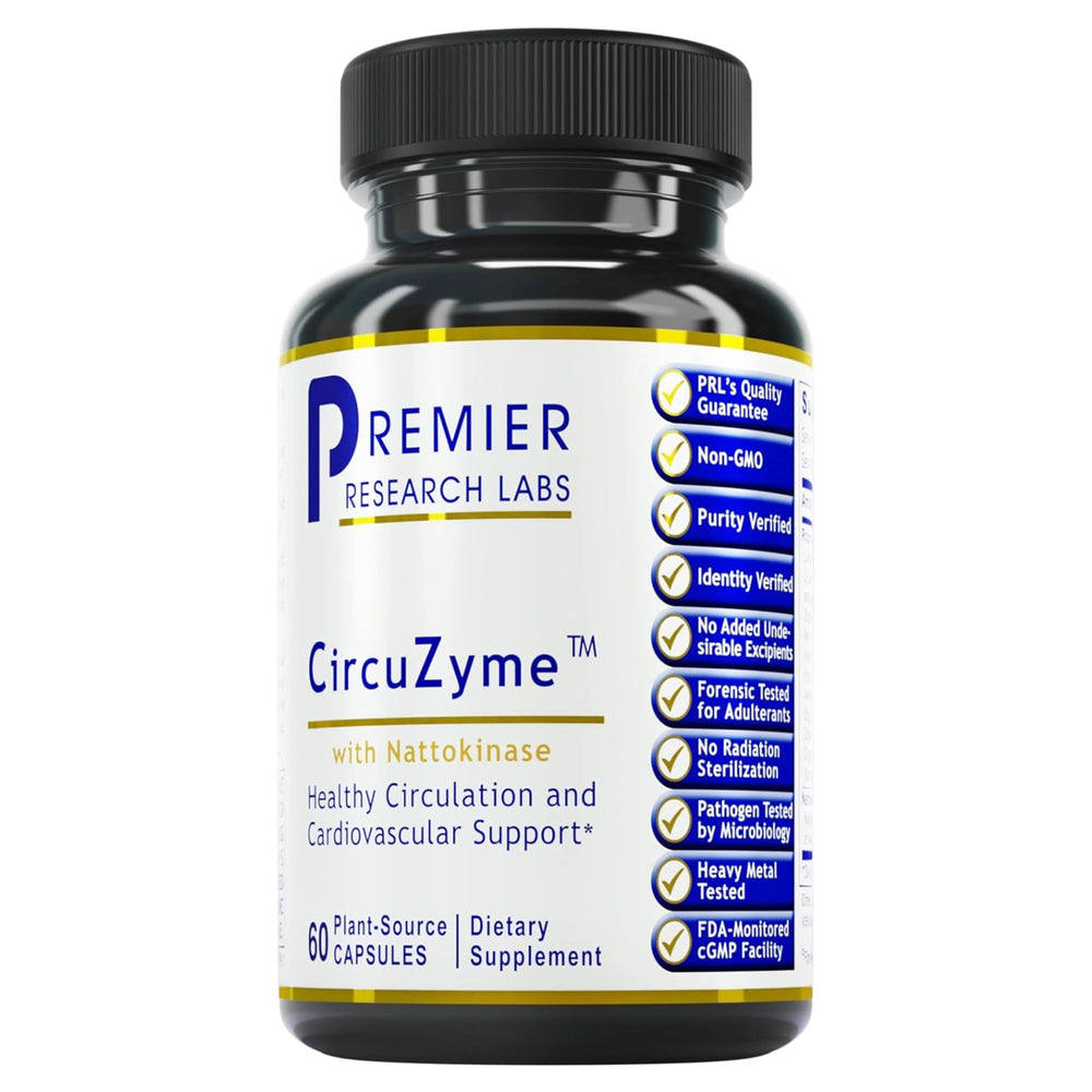 Premier Research Labs CircuZyme bottle featuring diosmin for potential microcirculation support.
