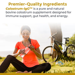 Colostrum-IgG label highlights purity and ethical sourcing