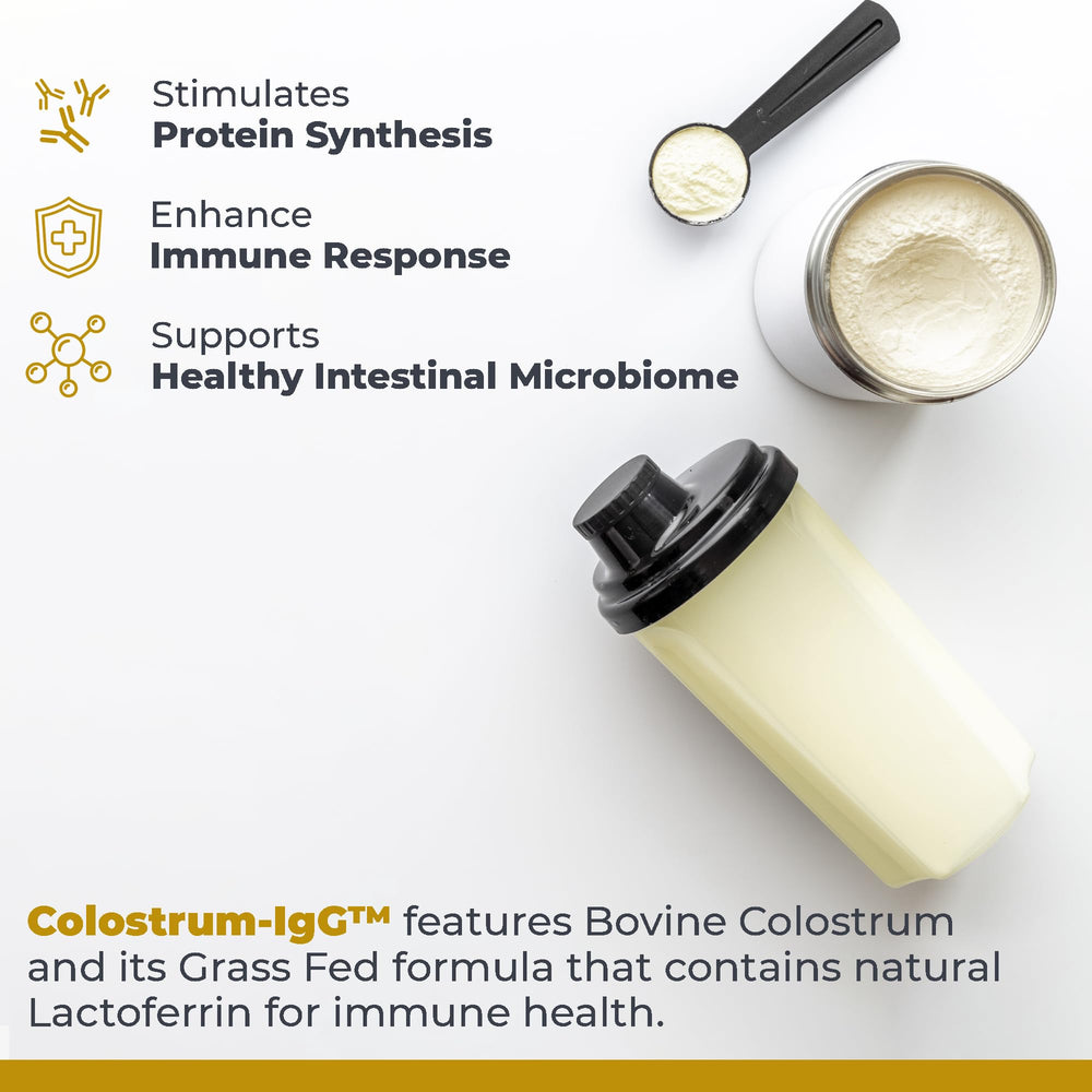 Premier Research Labs Colostrum Powder packaging front showing brand and product.