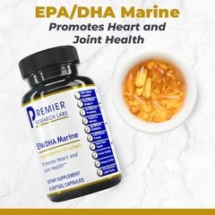 Premier Research Labs softgels capsules close-up highlighting omega-3 content for brain health.