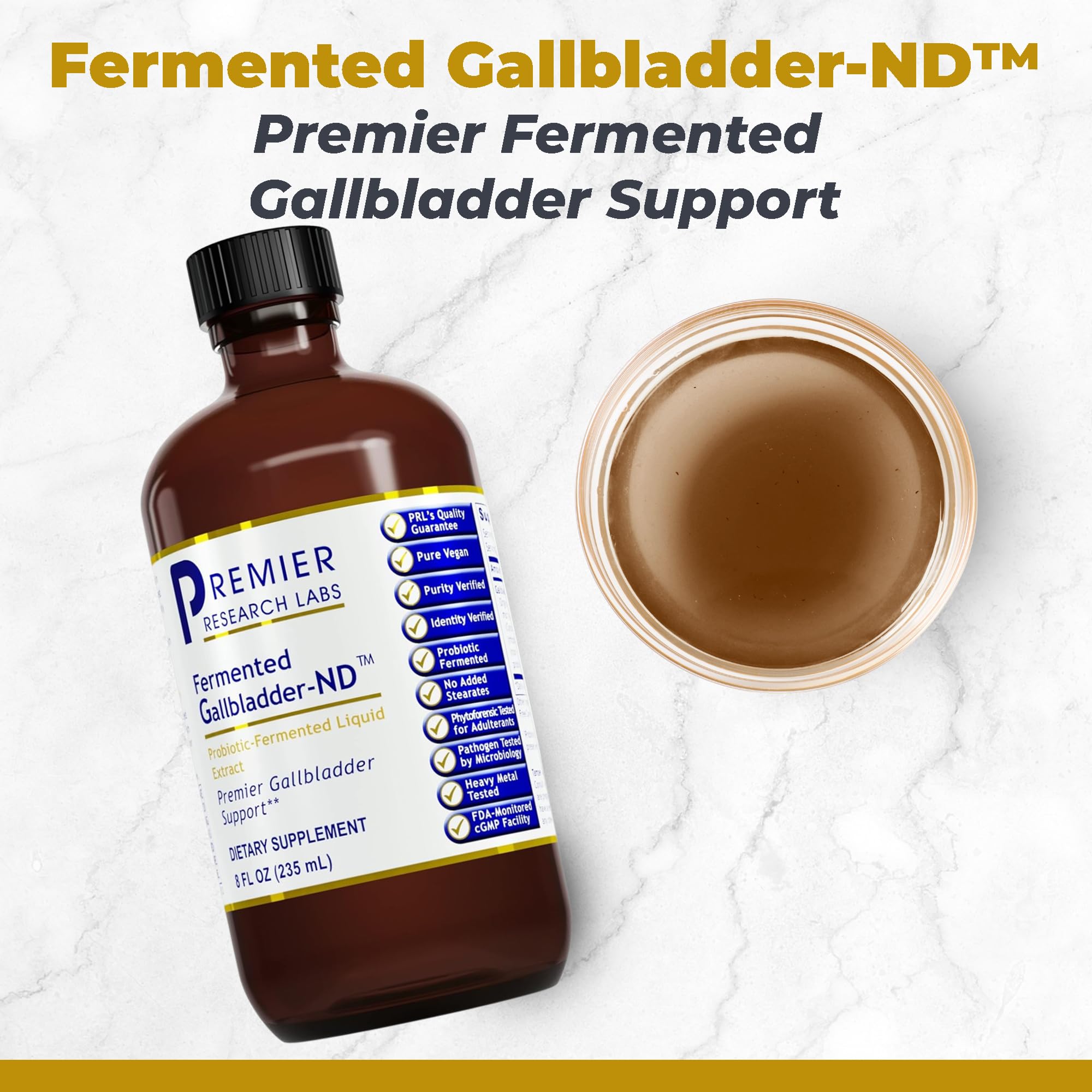 Premier Research Labs Gallbladder-ND dropper provides precise servings for convenient use.