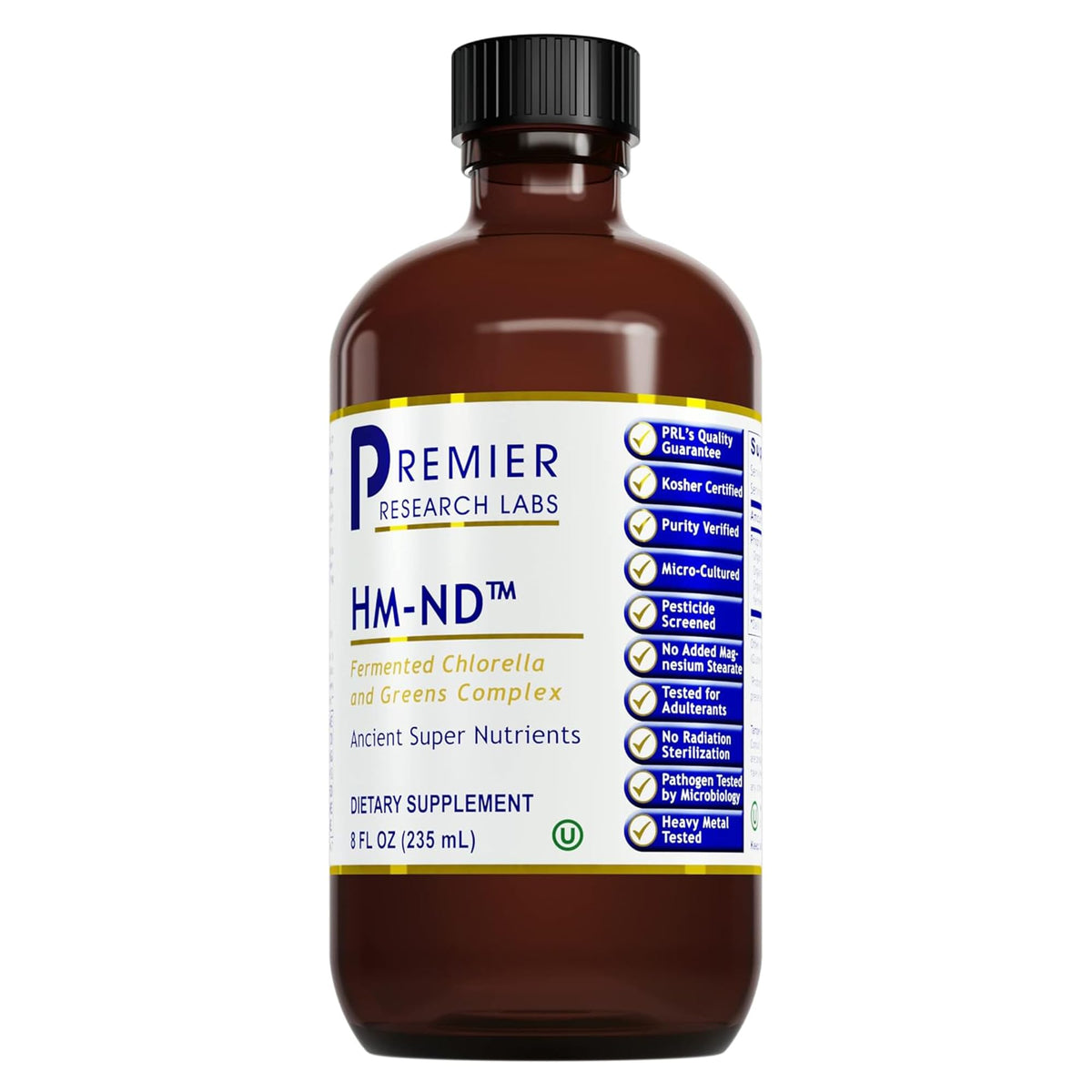 Premier Research Labs Fermented HM-ND bottle pour for easy daily detox support.