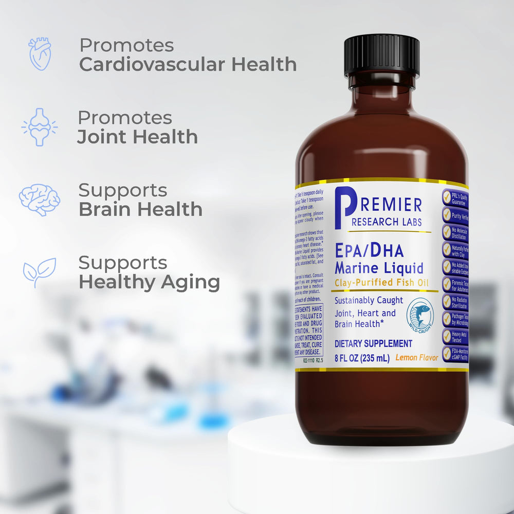 Premier Research Labs heart health omega-3 supports cardiovascular function.