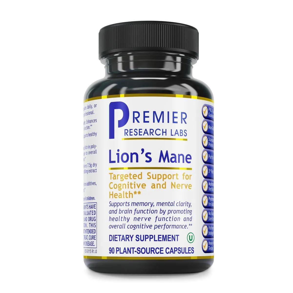 Premier Research Labs Lion's Mane capsule supports focus and memory