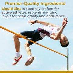 Close-up of the Liquid Zinc Ultra label with 25 mg per 5 mL.
