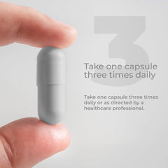 Capsule dosing reminder illustrating simple daily routine with water