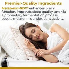 Melatonin-ND vegan formula for plant-based wellness choices.