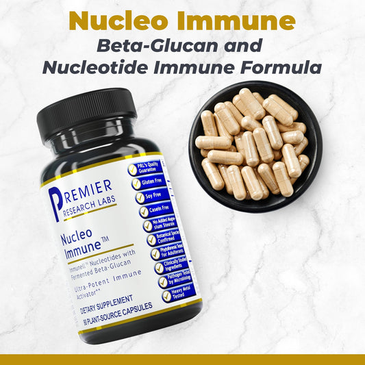 Nucleo Immune capsules close-up for convenient daily immune support.