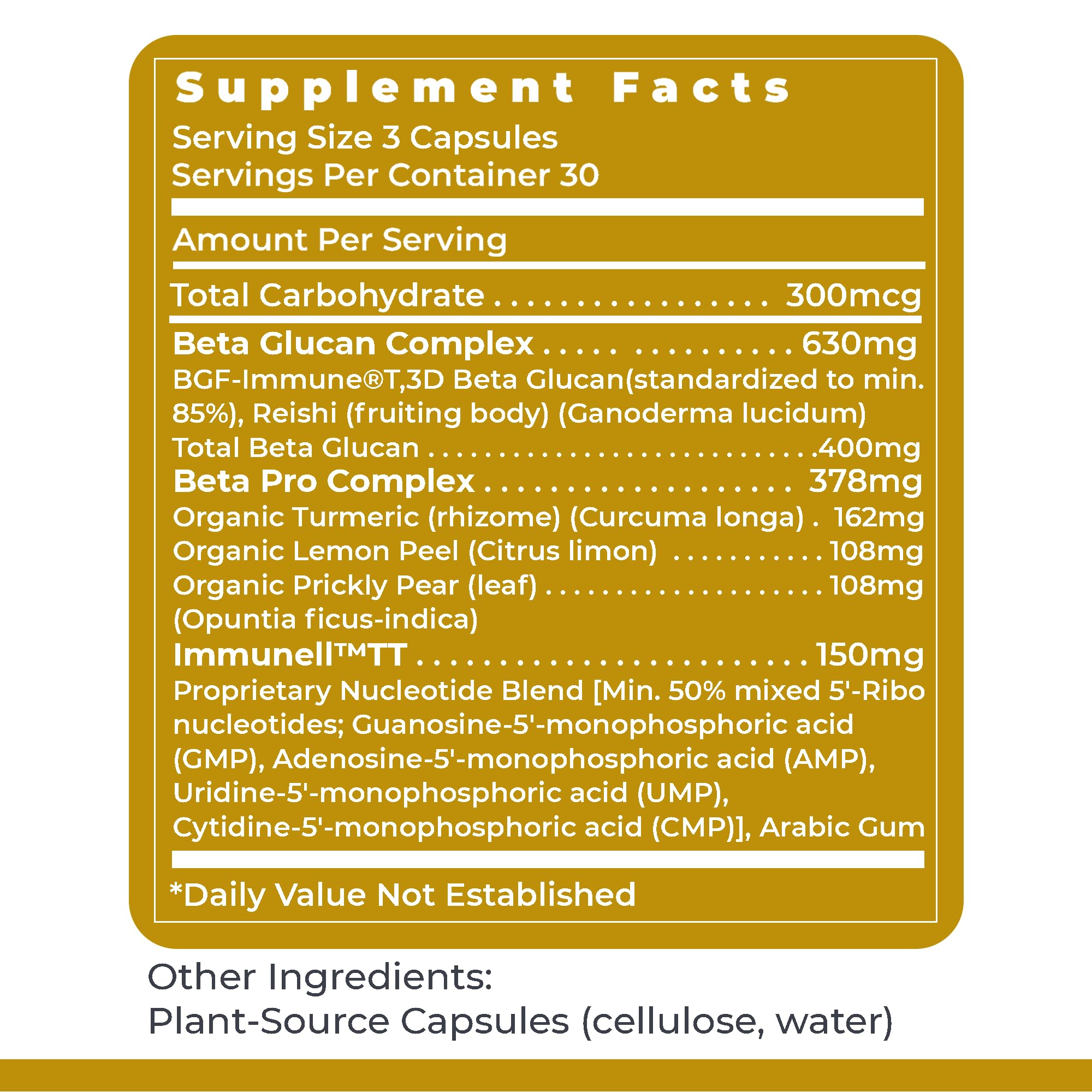 Nucleo Immune label confirms non-GMO and clean formulation for peace of mind.