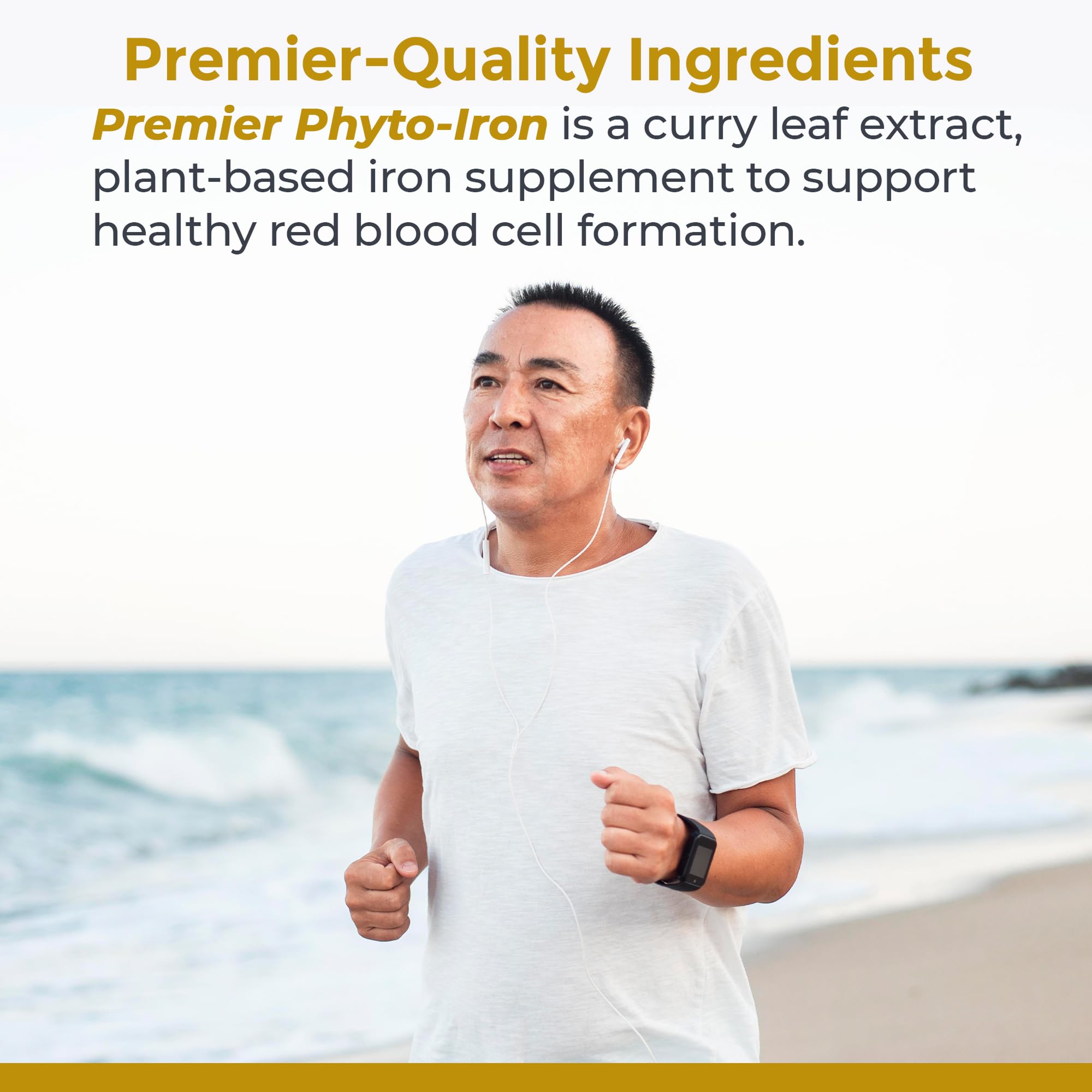 Premier Research Labs Phyto-Iron capsules poured, convenient daily iron supplement.